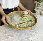 Lotus Leaf Rattan & Shell Fruit Bowl Tray