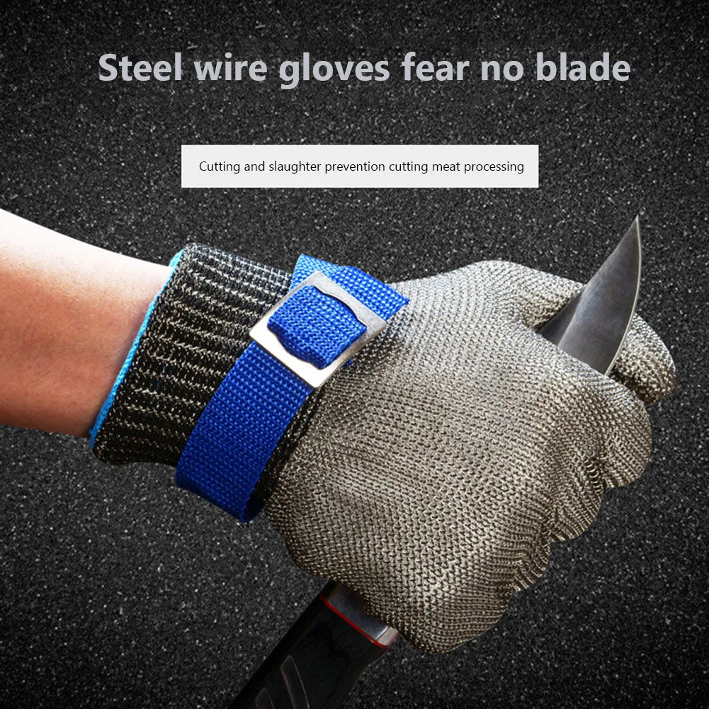 Stainless steel cut-resistant gloves - Anti-cut, wire metal weave hand protection for slaughtering, gardening and labor safety