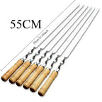 GrillMaster Pro Grill Skewers | Extra Long Stainless Steel Skewers with Wooden Handle | Set of 6