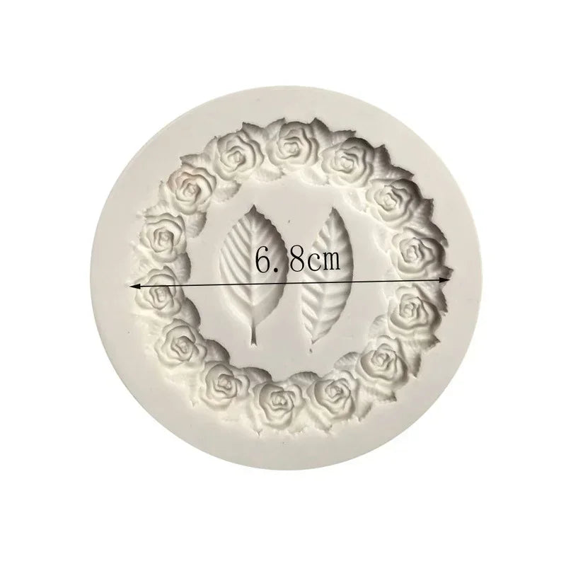 DekoMould Silicone Mold Rosette & Leaves | For Fondant, Chocolate & Sugar Paste | Finest Baking Decoration & Frame Designs