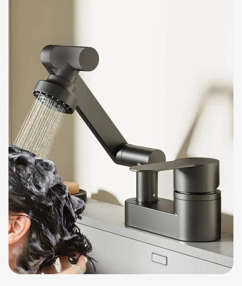 Two-Hole Bathroom Faucet with 360-Degree Swivel Spout