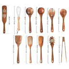 11 Piece Kitchen Utensil Set of Wood