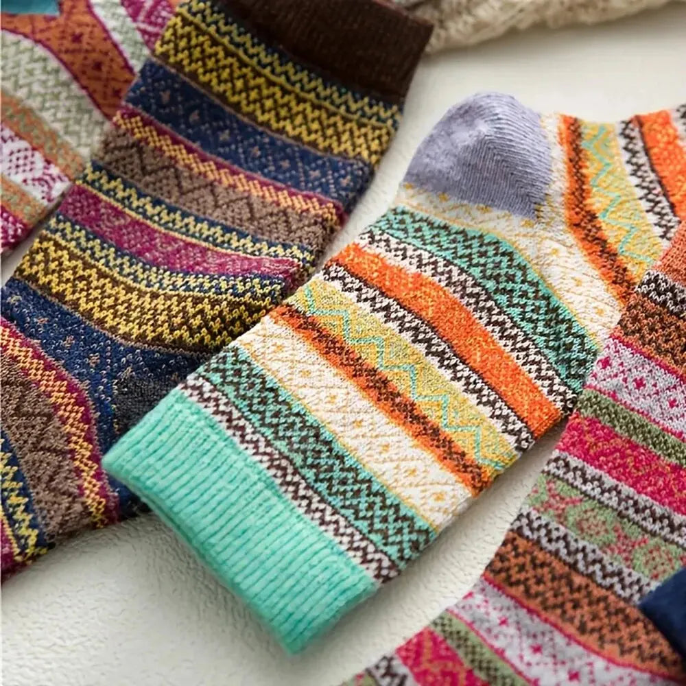 Woolina | Women's Wool Socks Set | 5 Pairs | Extra Thick & Warm | Autumn & Winter