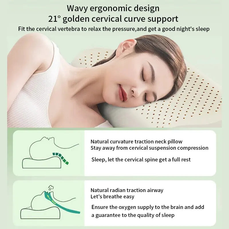 Hypoallergenic natural latex breathable ergonomic pillow