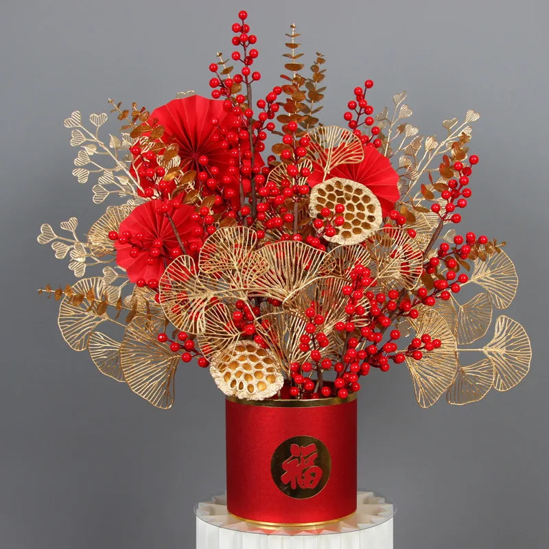 Decorative Flower Gold Series | Palm Leaf, Ginkgo & Eucalyptus | Artificial Flower 67–84 cm | Wedding & Christmas