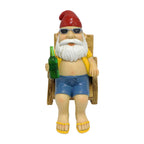 Sunbathing Gnome Statue made of Resin with Lounger for Garden Decoration
