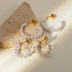 Elegant C Hoop Pearl Earrings