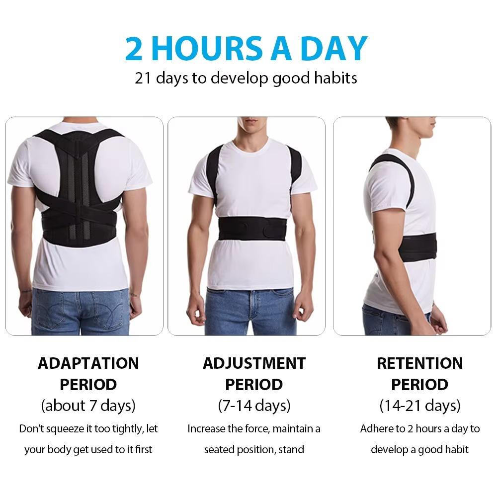 Adjustable Back Brace Posture Corrector for Men and Women, Lumbar and Shoulder Support for Better Alignment