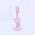 Retro Taper Candle Holder Red Heart Shape Glass Candle Holder Wedding Table Decoration Home Party Glass Vase Decor