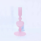 Retro Taper Candle Holder Red Heart Shape Glass Candle Holder Wedding Table Decoration Home Party Glass Vase Decor