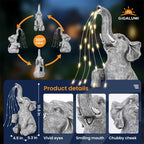 LumaPachy Solar Elephant Figure with String Lights | Garden Decoration & Gift Idea | Waterproof LED Sculpture for Garden, Terrace & Balcony