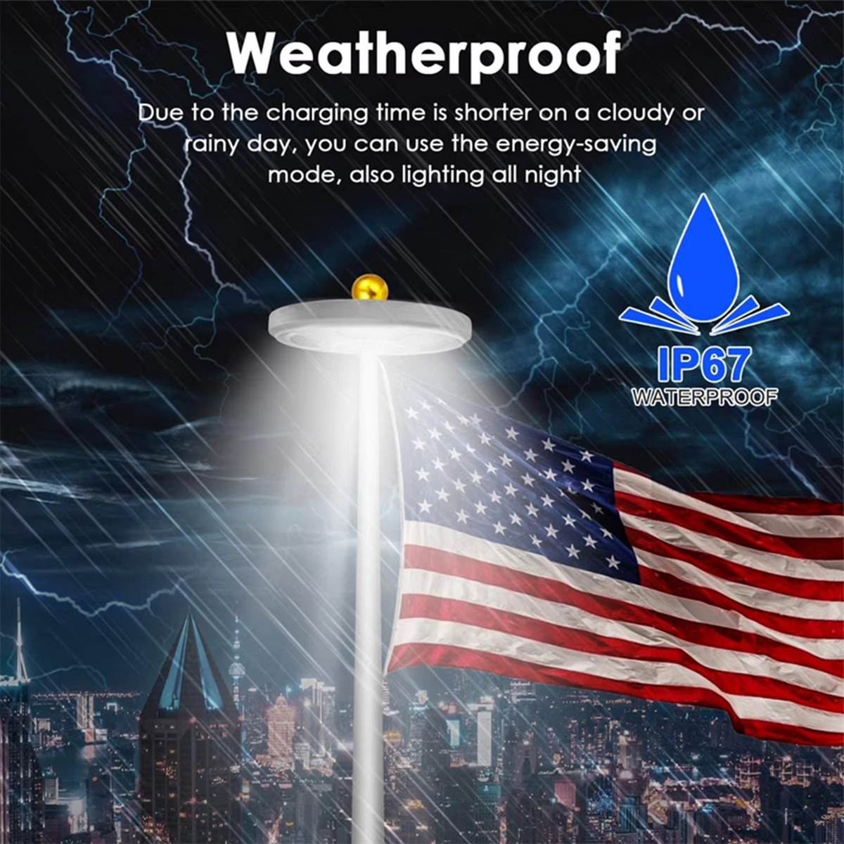 Elite Solar-Powered LED Flagpole & Outdoor Light