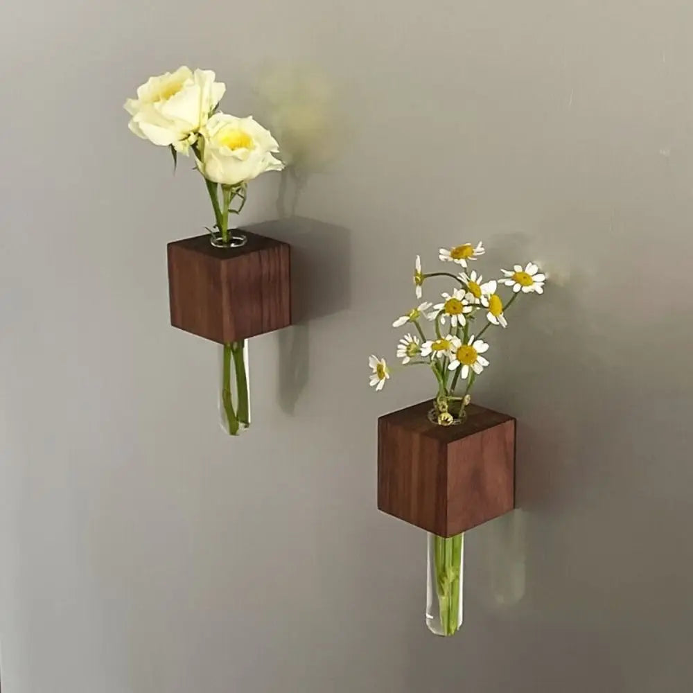 Wooden Magnetic Flower Tube Vase