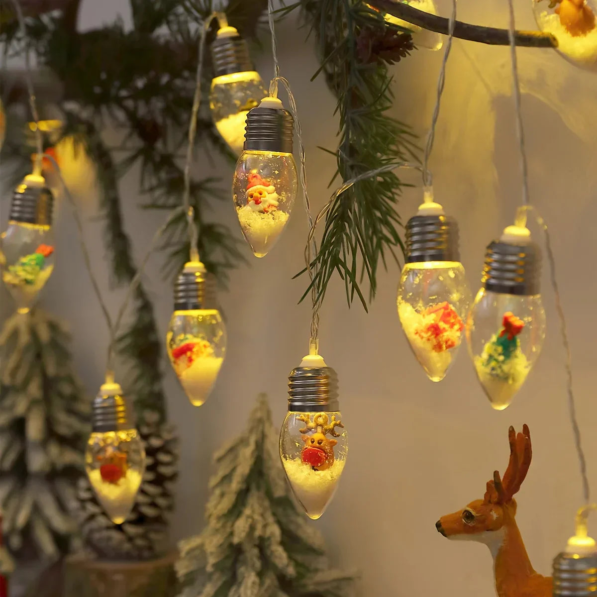 LED snowball string lights | 10 warm white balls | Christmas & New Year decoration