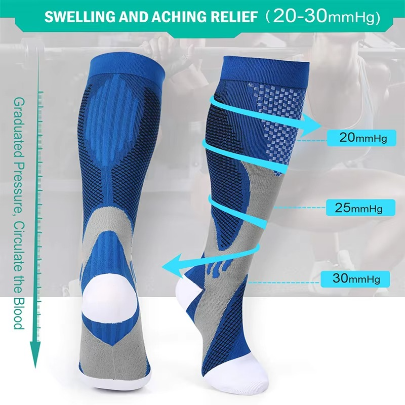 Men's Mid Calf Medical Nursing Socks, Breathable Nylon Compression Support