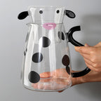 Cute cow glass jug with cup