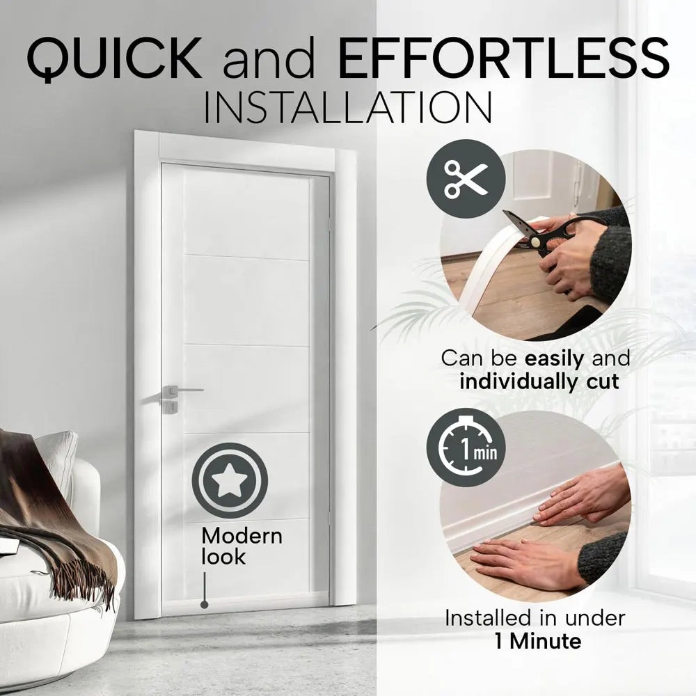SilentSeal door draft stopper under door seal | Cold, noise & draft protection | Self-adhesive door bottom seal interior & exterior