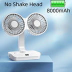 Brisano Table Fan Cordless | 8000mAh Battery | 90° Adjustable & 4-Speed Wind | LED Display & USB Charging