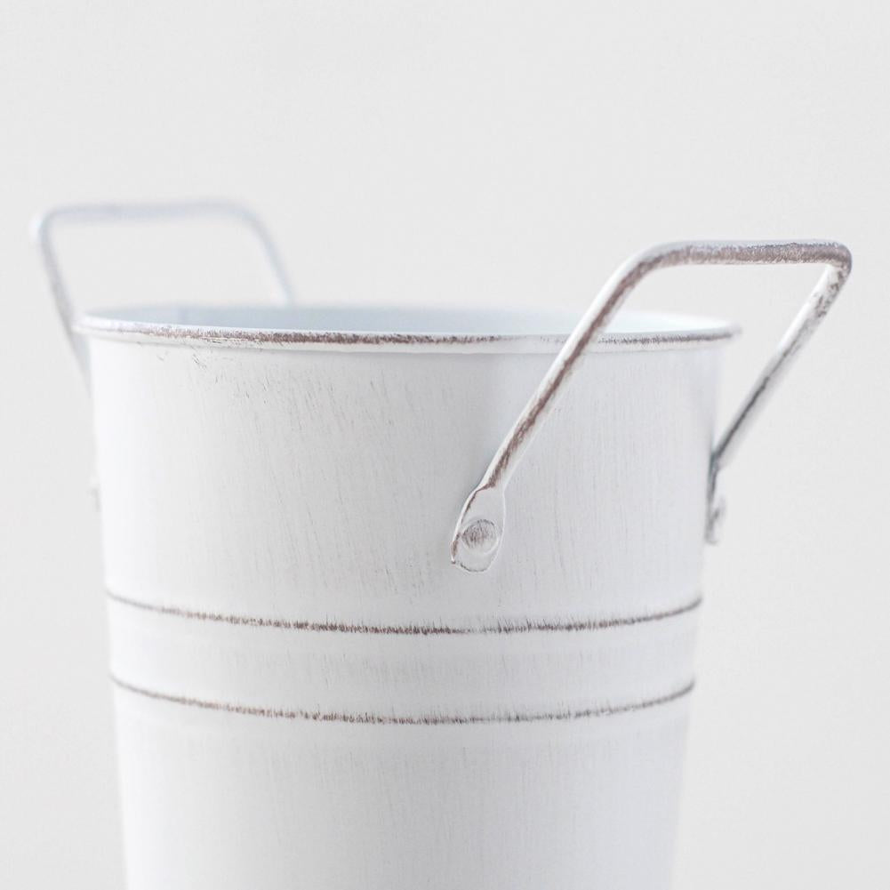 Retro Iron Flower Bucket with Handles – Decorative Metal Flower Pot for Home