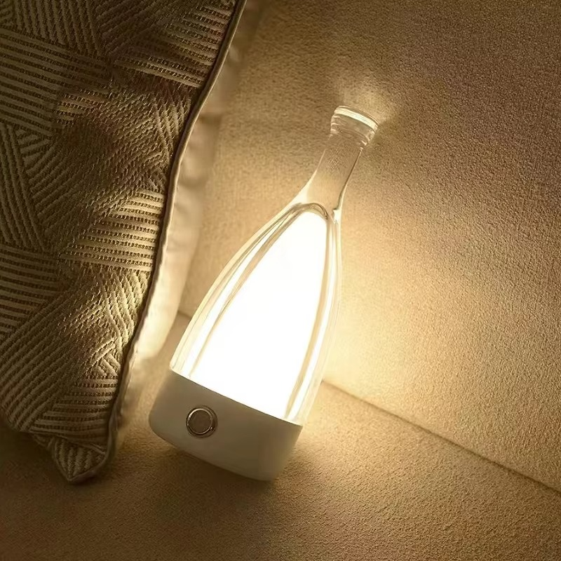 Wine Bottle Desk Lamp with Bluetooth Speaker – Rechargeable Modern Bedside Night Light