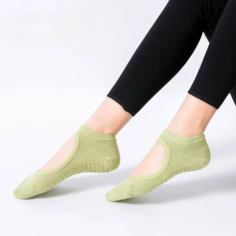 Non Slip Backless Yoga Socks with Breathable Cotton Grip