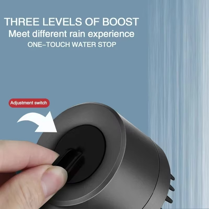 High Pressure 3-Mode Shower Head with Built-In Filter and Massage Brush