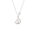 Sparkling Bunny Moon Charm Necklace