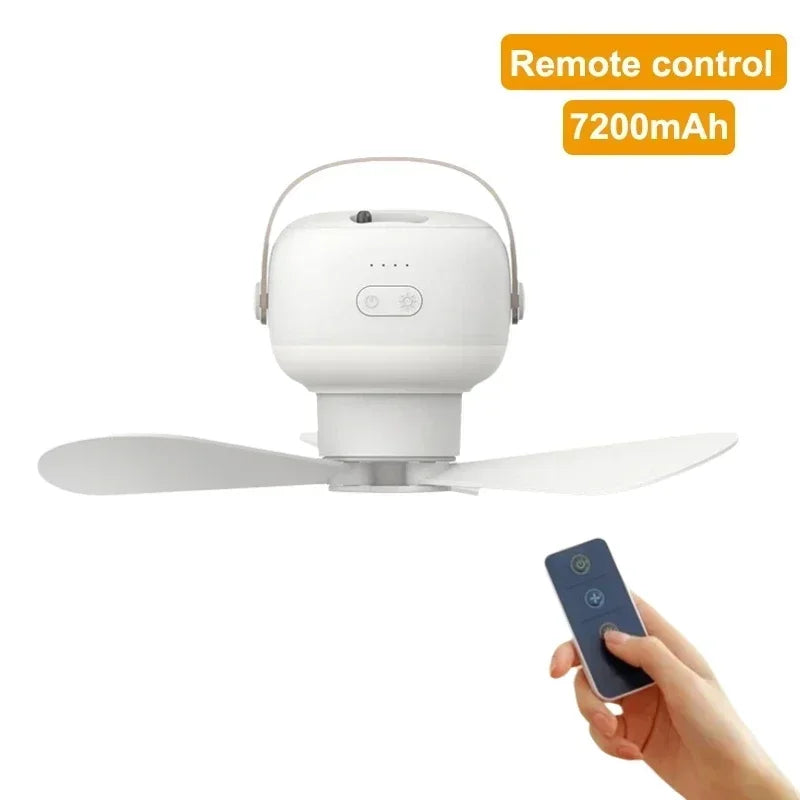 CampiBreeze Mobile Ceiling Fan | 3600/7200 mAh Battery | LED & Remote Control | Quiet & Hangable