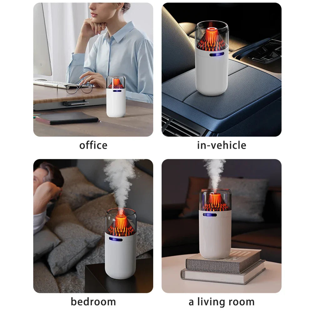 Volcano Flame LED Aromatherapy Essential Oil Mist Diffuser