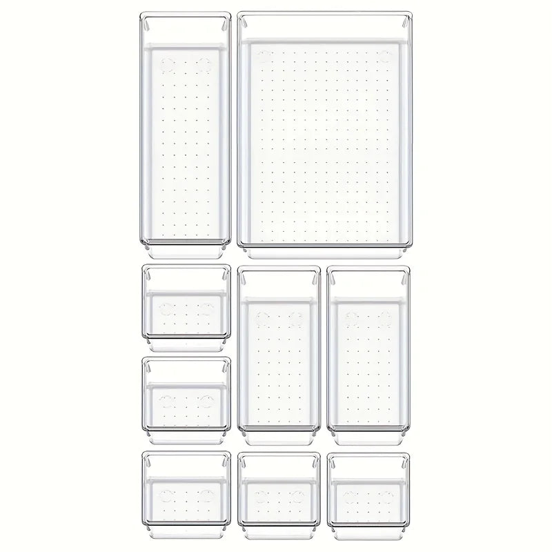 Clearyx Organizer Set | 18-piece Transparent | Modular & Stackable | For Bathroom, Kitchen & Office