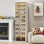 Transparent Foldable Shoe Organizer with Single- or Double-Row Storage