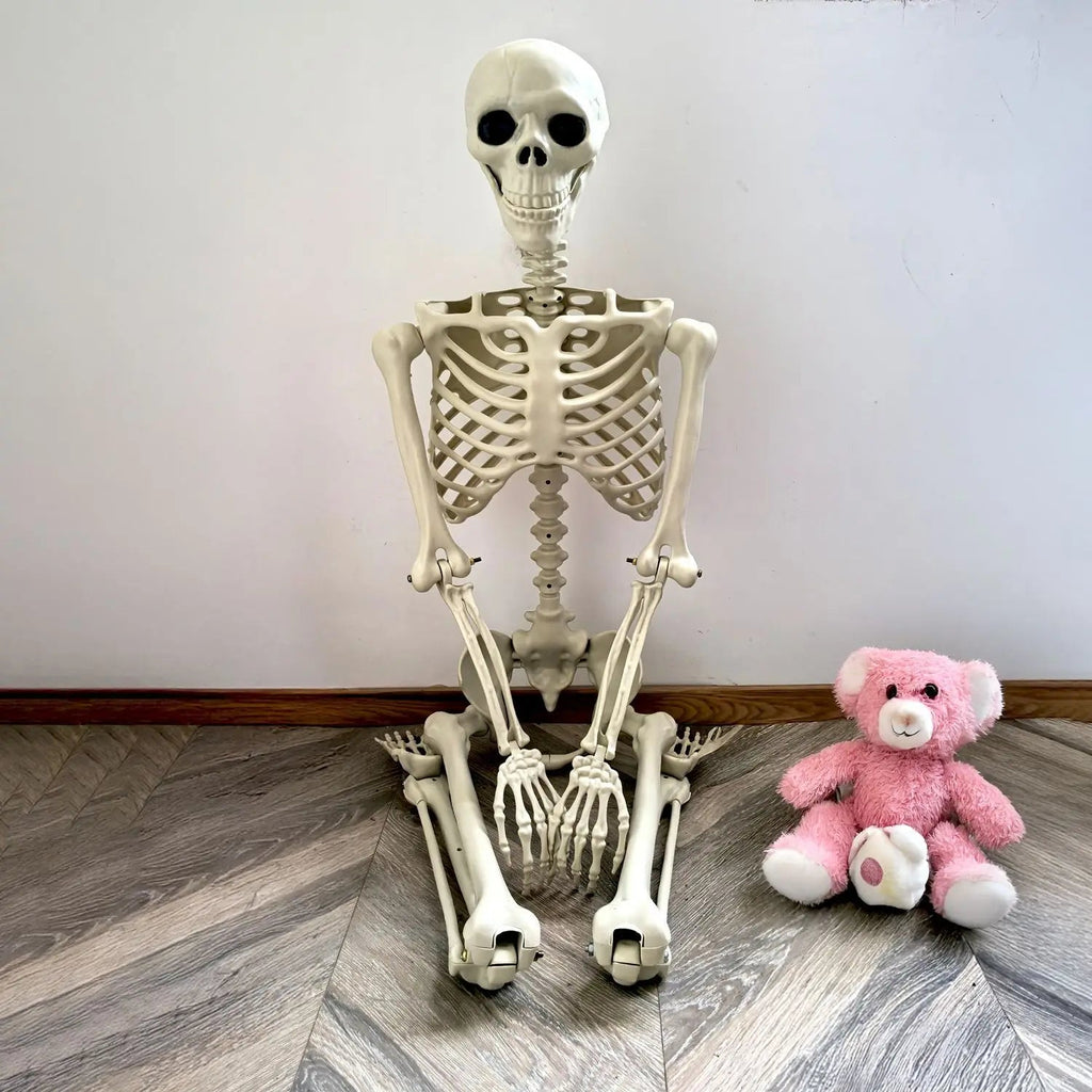 Movable human skeleton 90–165 cm — realistic decoration for Halloween and horror parties