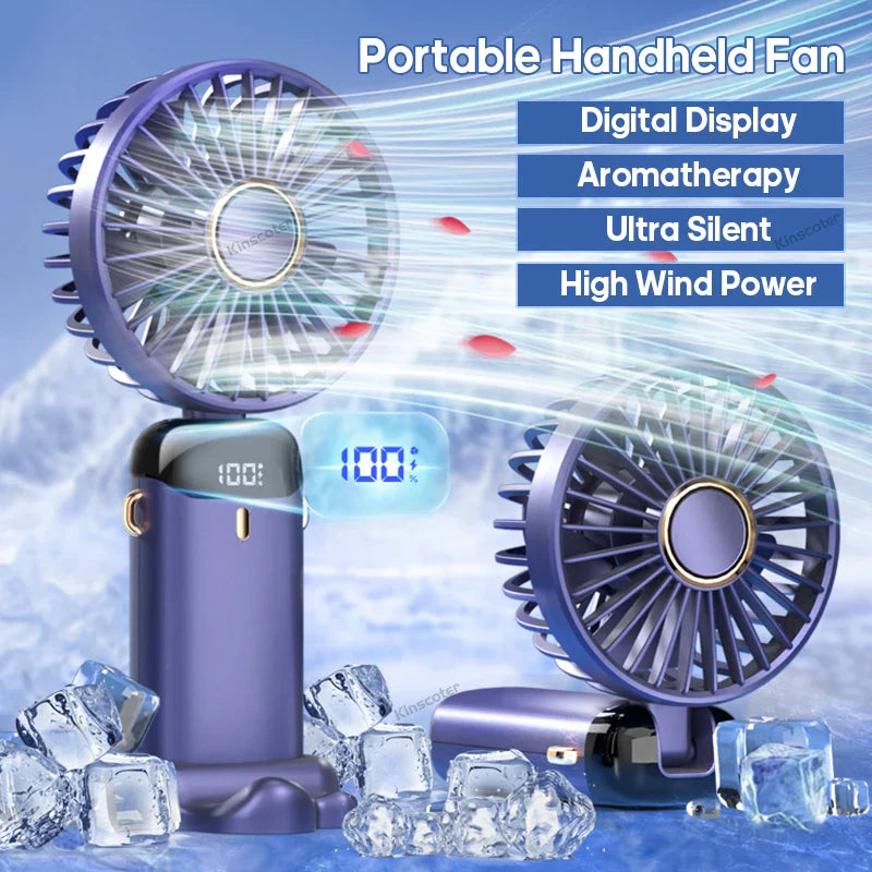 AERIONIQ 3-in-1 Mini-Fan | LED Display | 5 Levels | Battery with Power Bank Function | Portable & Standable