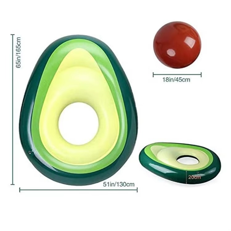 Inflatable Avocado Pool Float with Detachable Ball