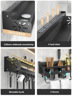 Kitchen wall shelf made of metal – Self-adhesive & screwable | Non-slip wave pattern | Mounting accessories included
