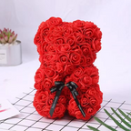 9.8in Artificial Rose Teddy Bear Gift with Display Box - Romantic Anniversary or Valentine's Day Decor