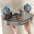 No-Drill Suction Powered Corner Bathroom Organizer