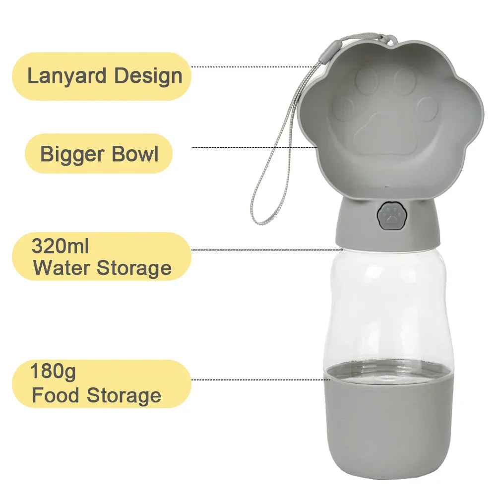 PetGo DuoBottle | 2-in-1 Dog Bottle & Food Storage | Leakproof & Portable | For On the Go, Hiking & Traveling
