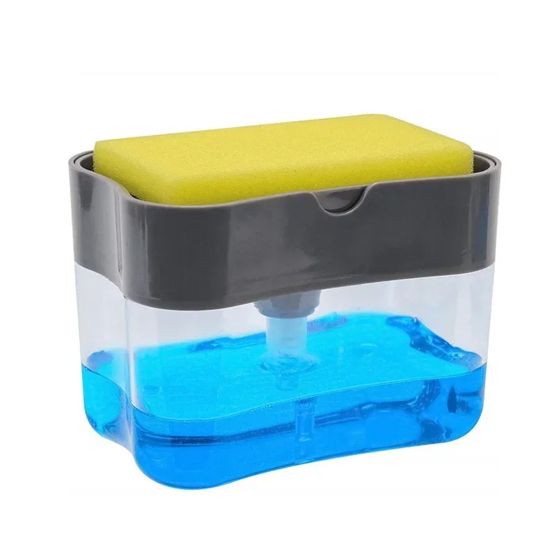 Kitchen soap dispenser with sponge holder | Push-type