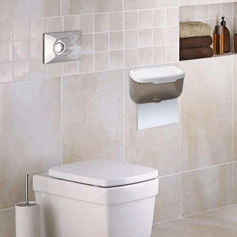 Wall-Mounted Toilet Paper Holder | With Shelf & Waterproof Box | Modern & Space-Saving