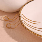 18k Dainty Circle Tassel Earrings