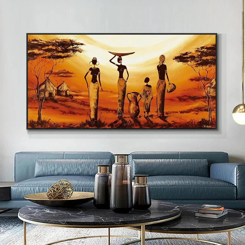 Plus Sizes Abstract African Woman Canvas Painting
