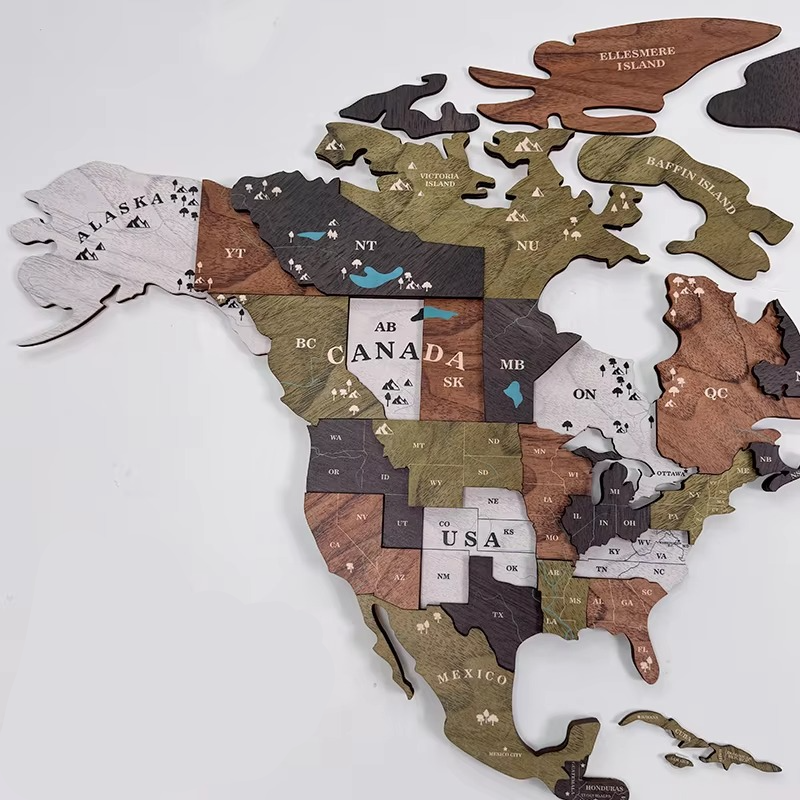 3D Wooden World Map Wall Art for Living Room or Office