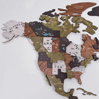 3D Wooden World Map Wall Art for Living Room or Office