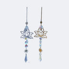 Solunara Crystal Wind Chime | Handmade Lotus Suncatcher | Glass & Metal | For Garden, Window & Balcony