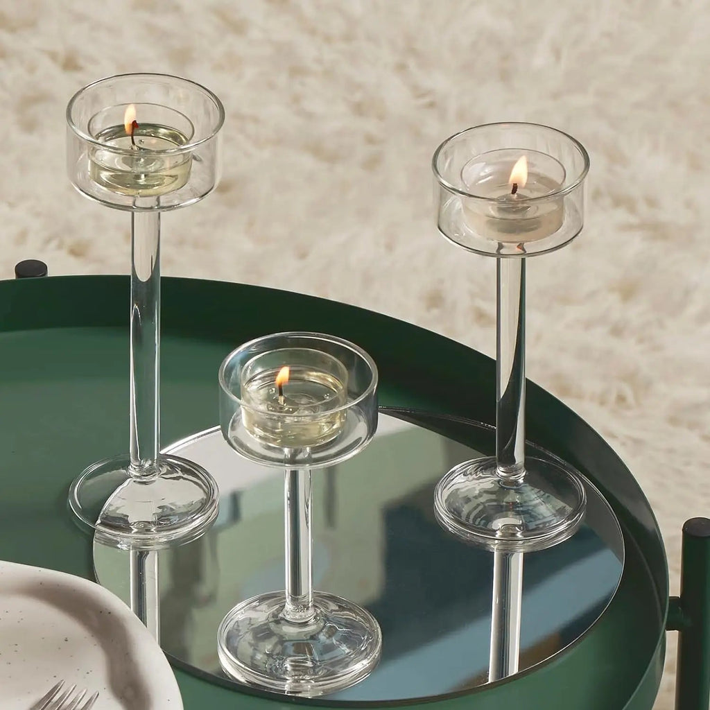3-Piece Tealight Glass Candle Holder Set