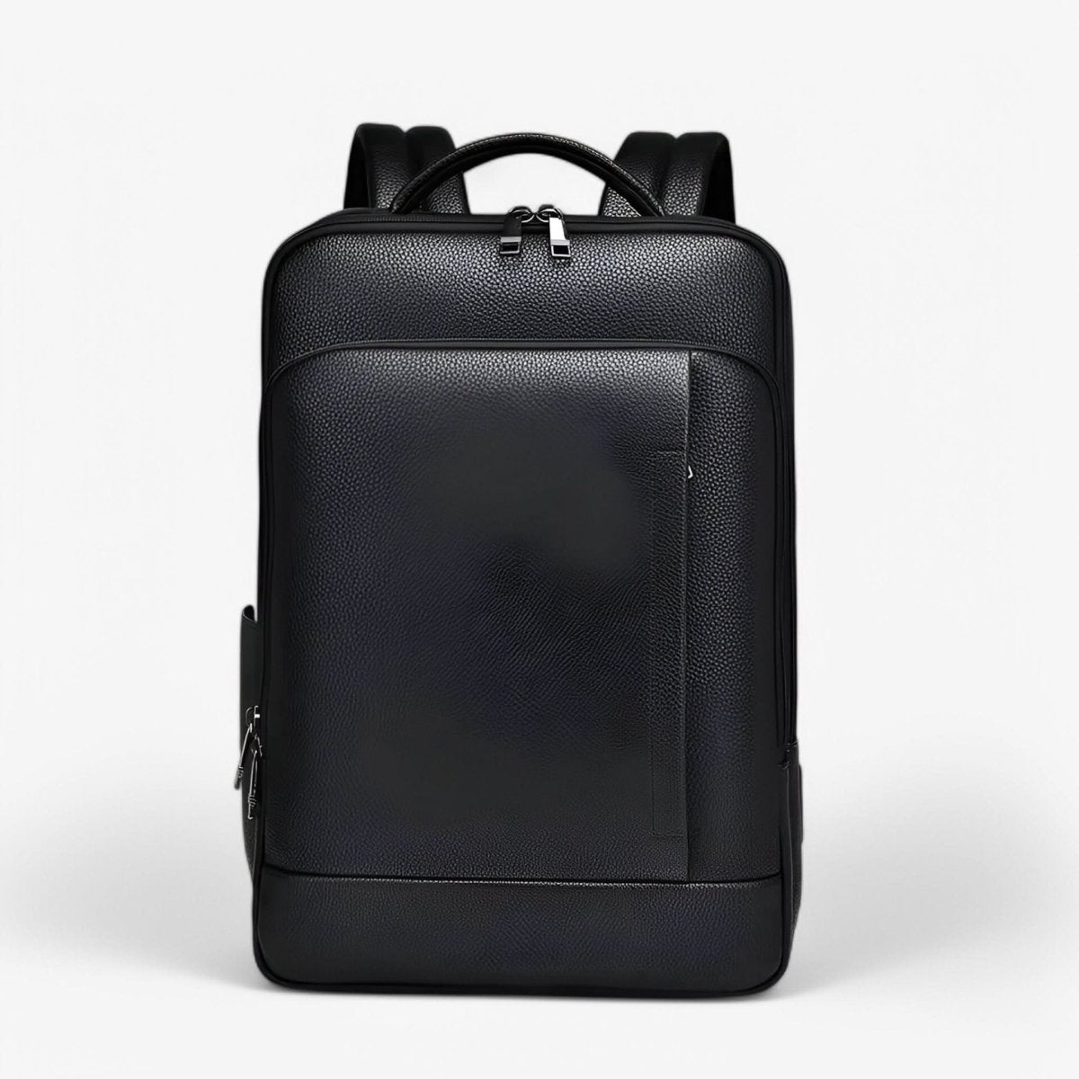 Elegant leather rucksack for men/women with USB port for laptop and everyday use, 15.6 inch, black