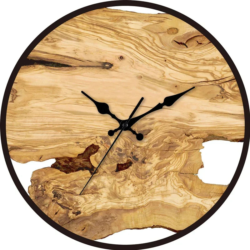 Silent wall clock made of acrylic and wood