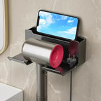 Multifunctional Hair Dryer Holder – Wall Mount | No Drilling | ABS Plastic