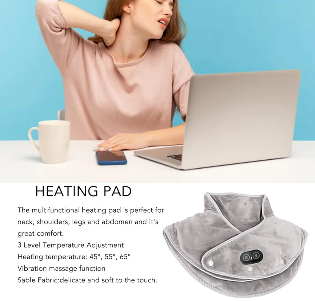 Warm Neck and Shoulder Massager USB Heating Cushion with Vibration